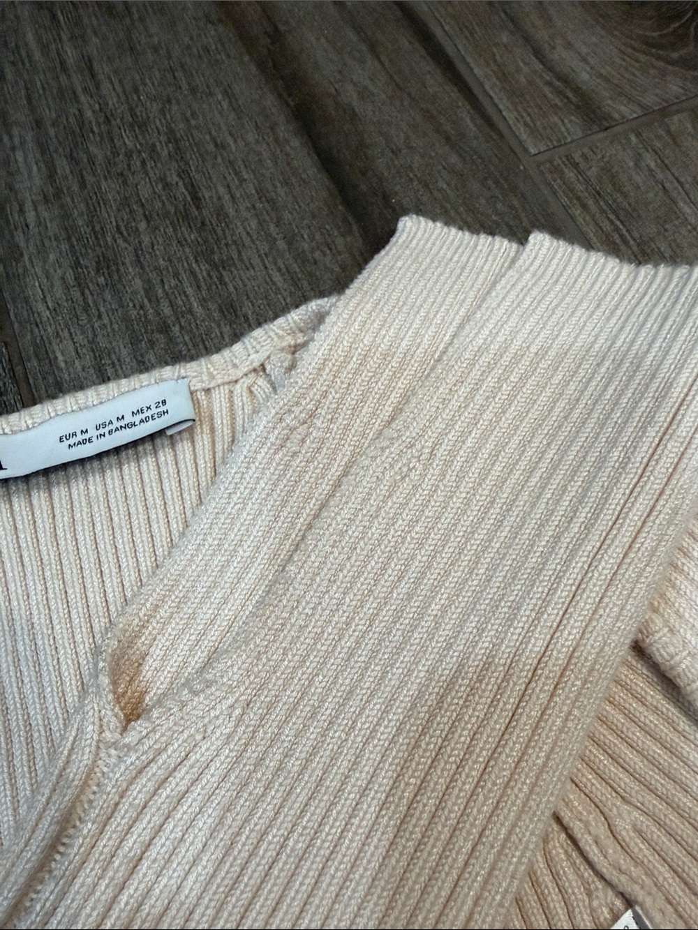 Zara Cream Ribbed Cropped Bolero Shrug - Picture 4 of 5